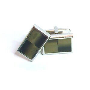 Vintage Brown Ombre Square Silver Tone Cufflinks